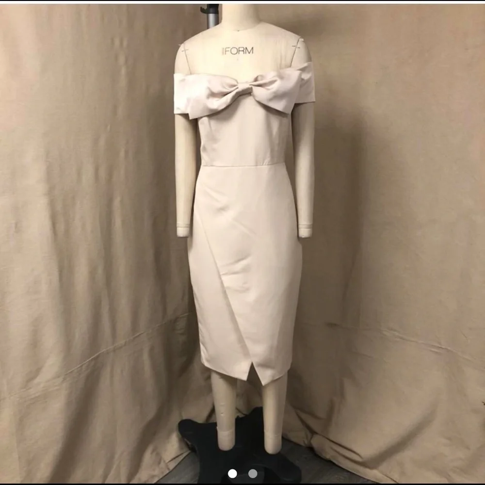 Lavish Alice Nude off the shoulder midi dress - Picture 6 of 8